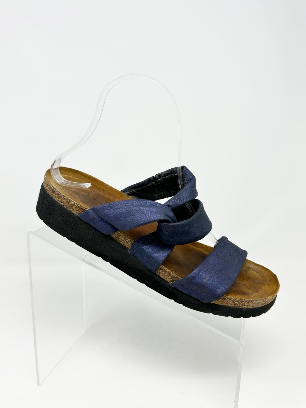 Naot Kayla Slide Sandals Blue Purple 3-Strap Comfort Footbed Size 39 (US 8)
